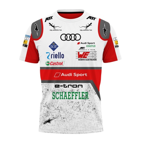 Audi Short Sleeve T-Shirt Sport Quattro Red Grey Snowy Design