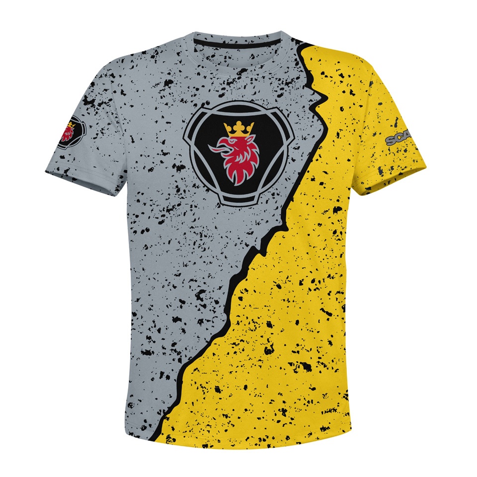 Scania Short Sleeve T Shirt Grey Yellow Half Edition T shirts