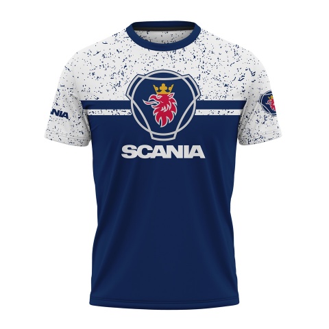 Scania Short Sleeve T-Shirt Blue White Splatter Design