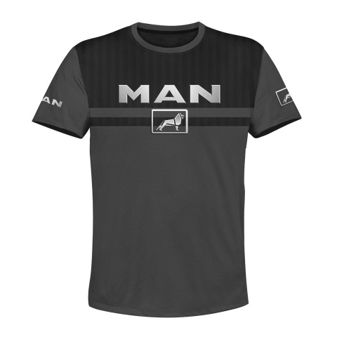 MAN T-Shirt Dark Grey Graphite Metallic Logo Design
