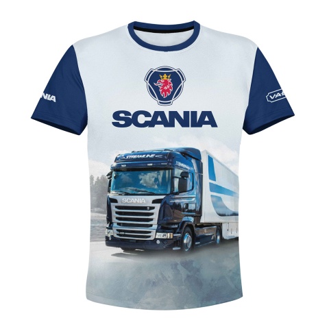 Scania T-Shirt White Blue Full Color Print Design