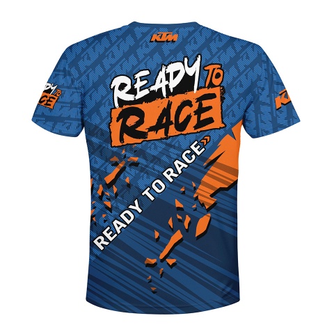 KTM T-Shirt Short Sleeve Blue Orange Ready To Race Design