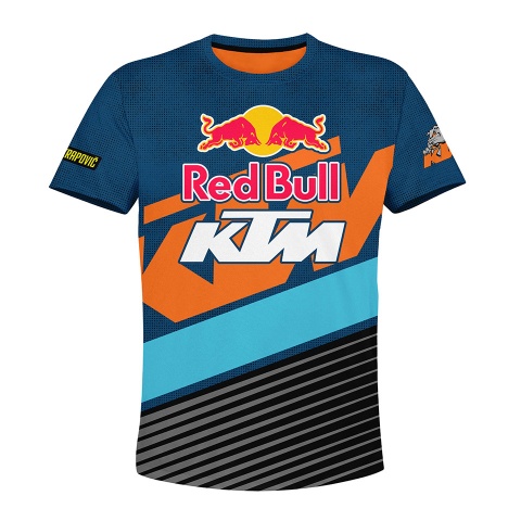 KTM Short Sleeve T-Shirt Blue Orange Sky Color Design
