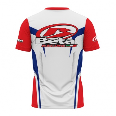 Beta Racing T-Shirt Short Sleeve White Red Blue Elements Design
