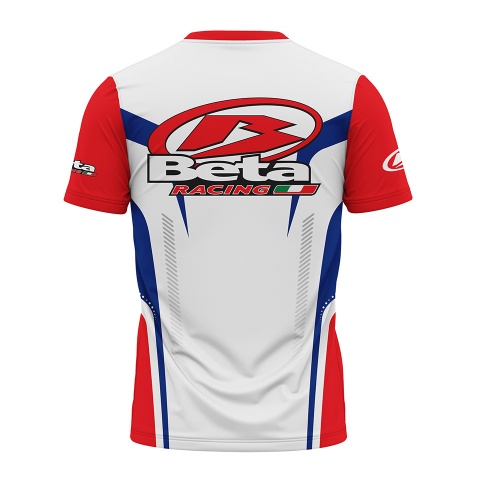 Beta Racing T-Shirt Short Sleeve White Red Blue Elements Design