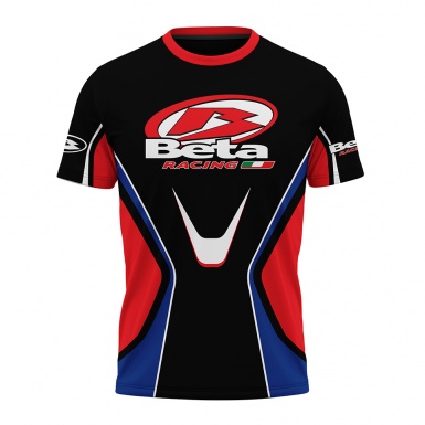 Beta Racing T-Shirt Short Sleeve Black Red Blue Stripes Edition