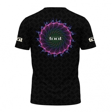 Music T-Shirt Tool Short Sleeve Black Green Skeleton Puzzle Print