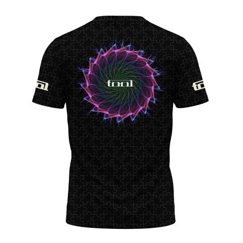 Music T-Shirt Tool Short Sleeve Black Green Skeleton Puzzle Print
