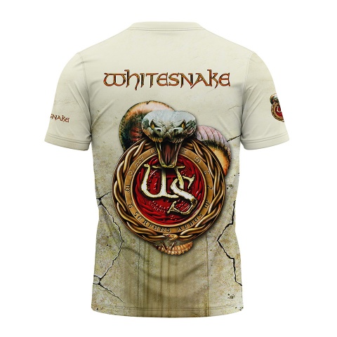 Music Short Sleeve T-Shirt Whitesnake Here We Go Again Print