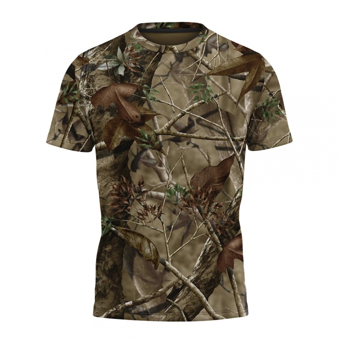 Hunting T-Shirt Short Sleeve Forest Trees Full Color Print