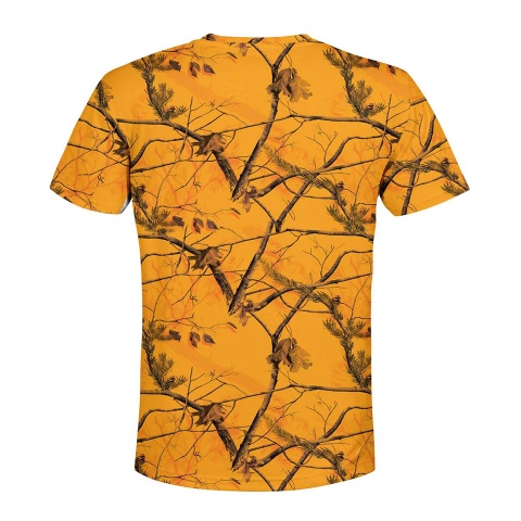 Hunting Short Sleeve T-Shirt Yellow Trees Forest Camo Design
