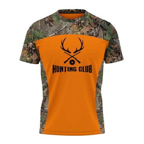 Hunting Club T-Shirt Short Sleeve Forest Camo Color Print