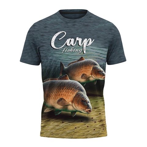 Fishing Short Sleeve T-Shirt Carp Fishing Illustration Design