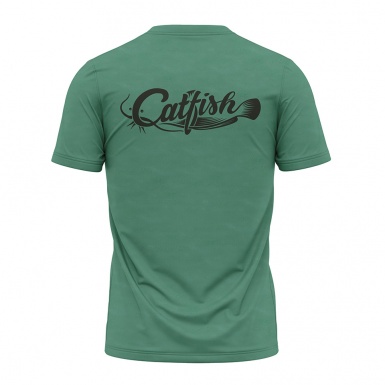 Fishing T-Shirt Short Sleeve Turquoise Catfish Log Design