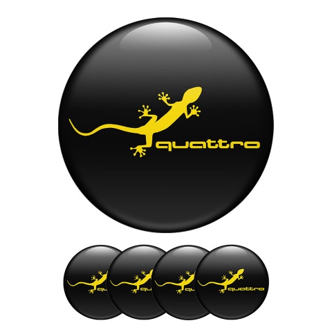 Audi Silicone Stickers Center Wheels Caps Yellow Quattro