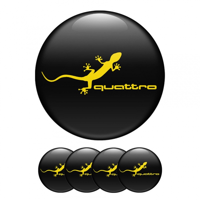 Audi Silicone Stickers Center Wheels Caps Yellow Quattro