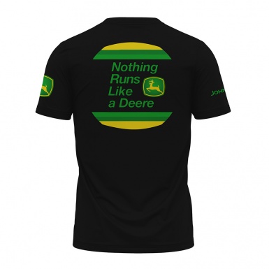 John Deere T-Shirt Black Forest Green Tractor Collage Design