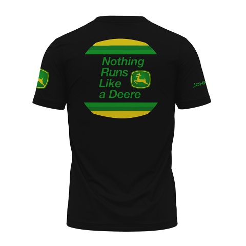 John Deere T-Shirt Black Forest Green Tractor Collage Design