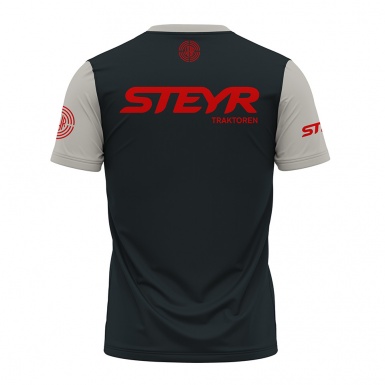 Steyr Short Sleeve T-Shirt Grey Full Color Print Tractor Collage