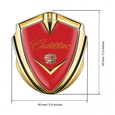 Cadillac 3D Car Metal Emblem Gold Red Gradient