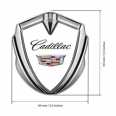 Cadillac Trunk Metal Emblem Silver White Color Logo