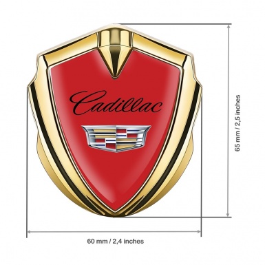 Cadillac Metal Emblem Self Adhesive Gold Red Color Logo