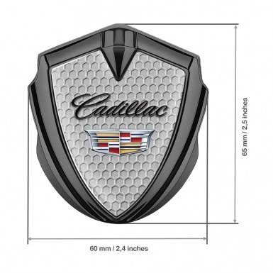 Cadillac Trunk Emblem Self Adhesive Graphite Grey Hexagon