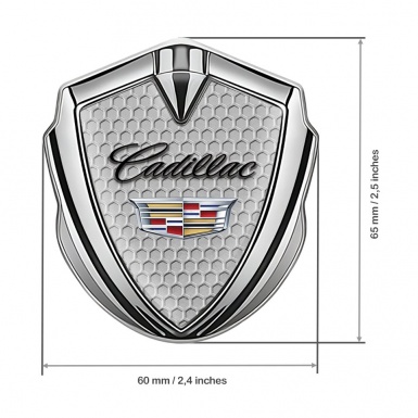 Cadillac Trunk Emblem Self Adhesive Silver Grey Hexagon