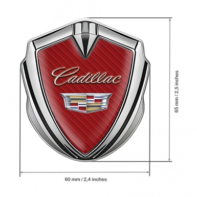Cadillac Self Adhesive Badge Silver Red Carbon Edition