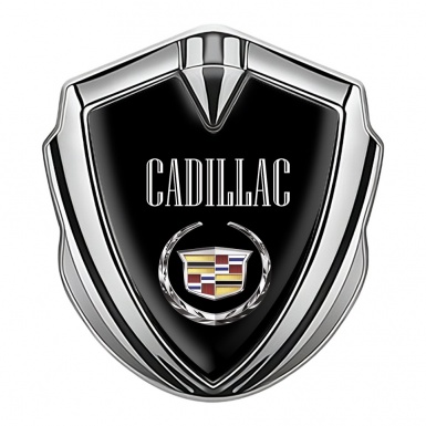 Cadillac Metal Car Badge Silver Black Color Logo Design