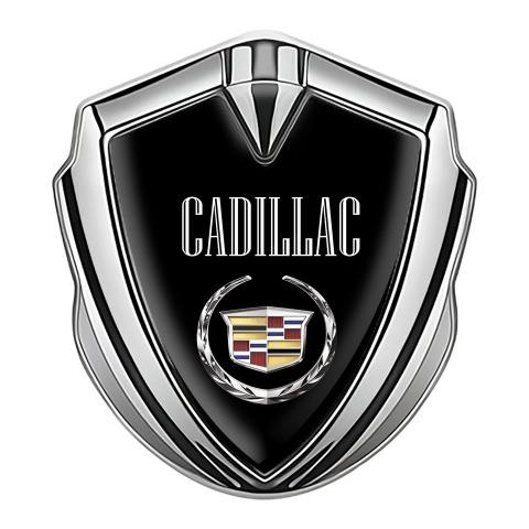 Cadillac Metal Car Badge Silver Black Color Logo Design