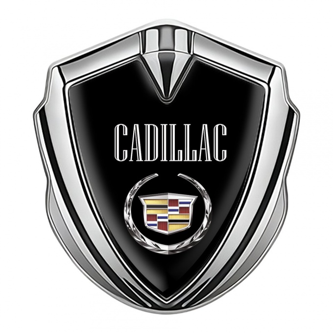 Cadillac Metal Car Badge Silver Black Color Logo Design
