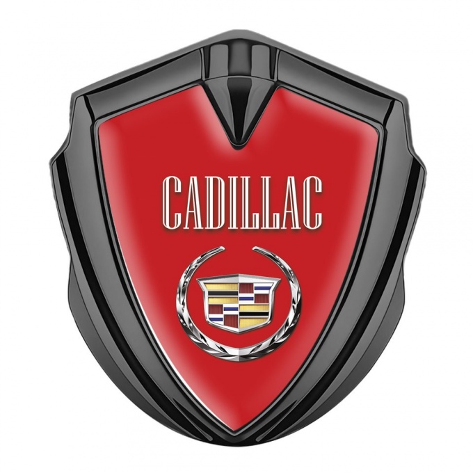 Cadillac Fender Emblem Badge Graphite Red Color Edition