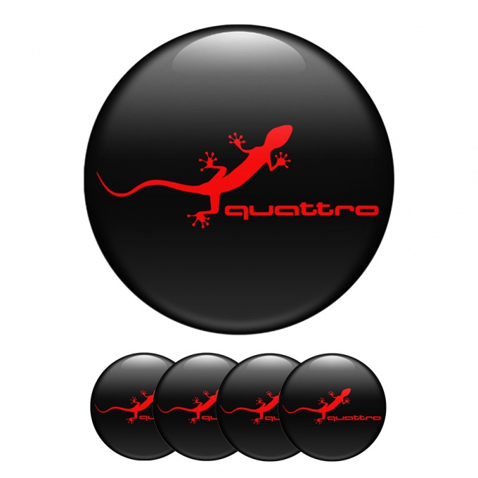 Audi Silicone Stickers Center Wheels Caps Red Lizard
