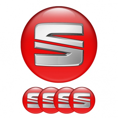 Seat  Sticker Wheel Center Hub Badge 3d Red with Gray Logo 