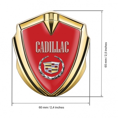 Cadillac Fender Emblem Badge Gold Red Color Edition