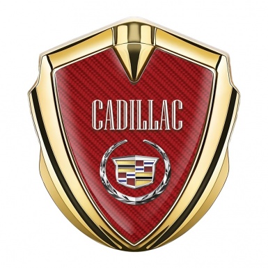 Cadillac 3D Car Metal Emblem Gold Red Carbon Template