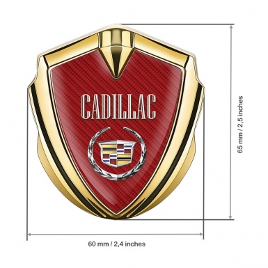 Cadillac 3D Car Metal Emblem Gold Red Carbon Template