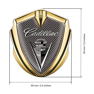 Cadillac Tuning Emblem Self Adhesive Gold Brown Carbon