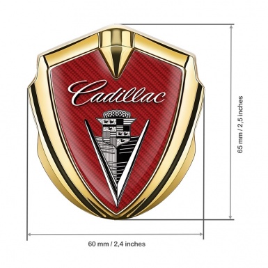 Cadillac Fender Metal Emblem Badge Gold Red Carbon Design
