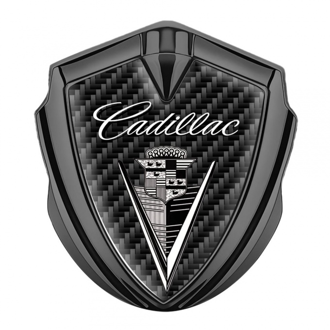 Cadillac 3D Car Metal Emblem Graphite Dark Carbon Design