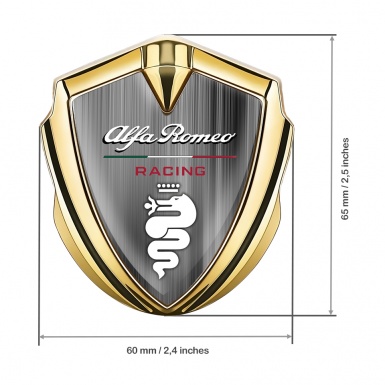 Alfa Romeo D Car Metal Emblem Gold Brushed Aluminum