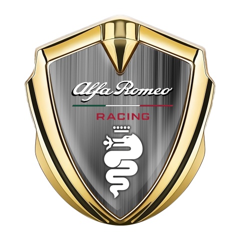 Alfa Romeo D Car Metal Emblem Gold Brushed Aluminum