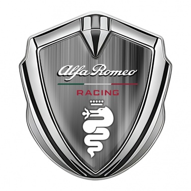 Alfa Romeo 3D Car Metal Emblem Silver Brushed Aluminum