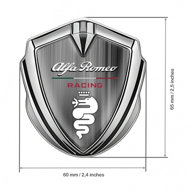 Alfa Romeo 3D Car Metal Emblem Silver Brushed Aluminum