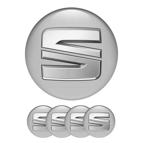 Seat Domed Stickers Wheel Center Cap Altea 3d Style In Gray 