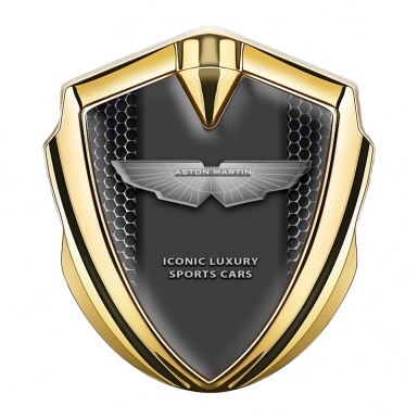 Aston Martin Fender Emblem Badge Gold Dark Mesh Design