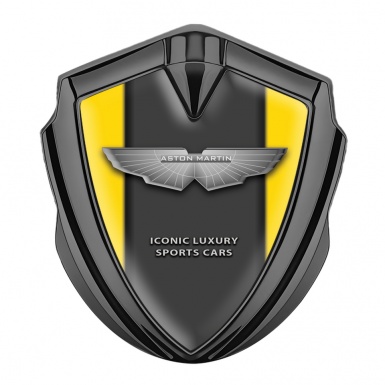 Aston Martin Metal Emblem Self Adhesive Graphite Yellow Grey Edition