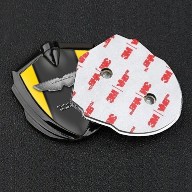 Aston Martin Metal Emblem Self Adhesive Graphite Yellow Grey Edition