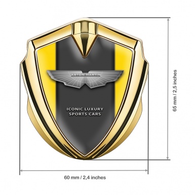 Aston Martin Metal Emblem Self Adhesive Gold Yellow Grey Edition